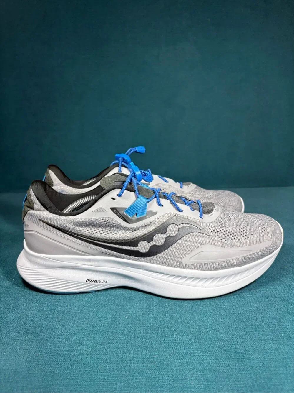 Saucony Guide 15 Mens 12 Grey Blue Lock Laces Running Shoes S20684-15